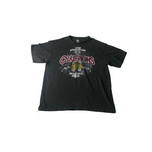 2010 Stanley Cup Champions T-Shirt Blackhawks Majestic Mens L Black‎ Cotton